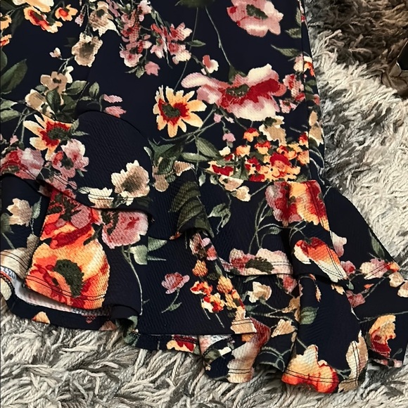 Bobeau Red and Orange Fit and Flare Midi Skirt - Picture 3 of 5